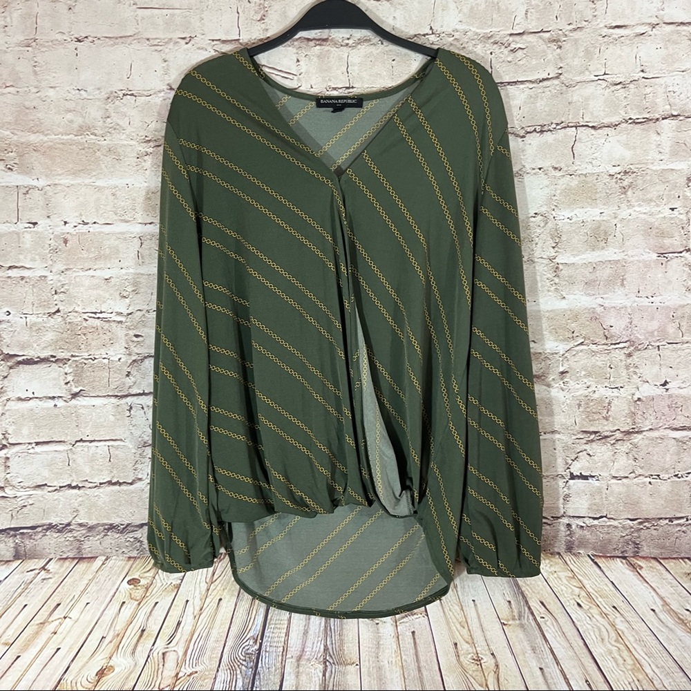 Olive green banana republic blouse top size medium